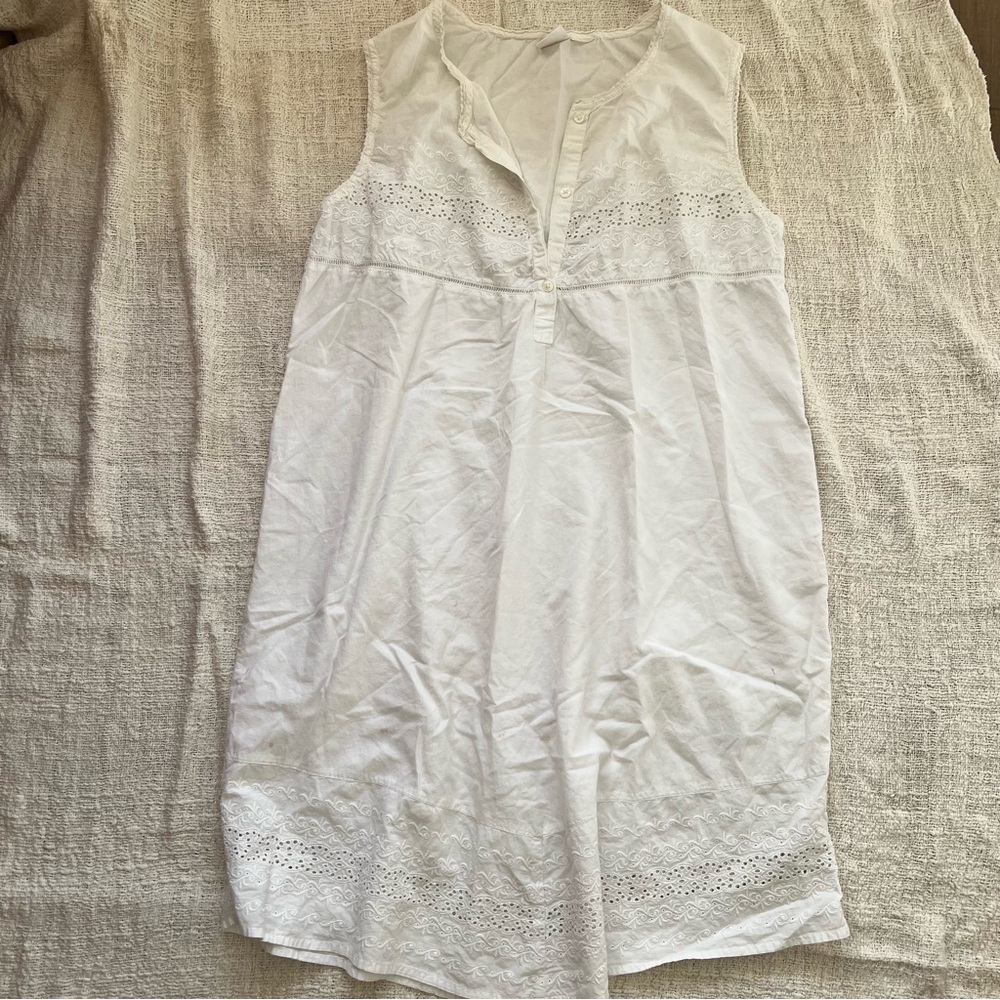 Vintage Eyelet White Nightgown Sleeveless Dress